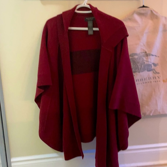 Burberry Jackets & Blazers - Burberry deep red Hooded Carla cape